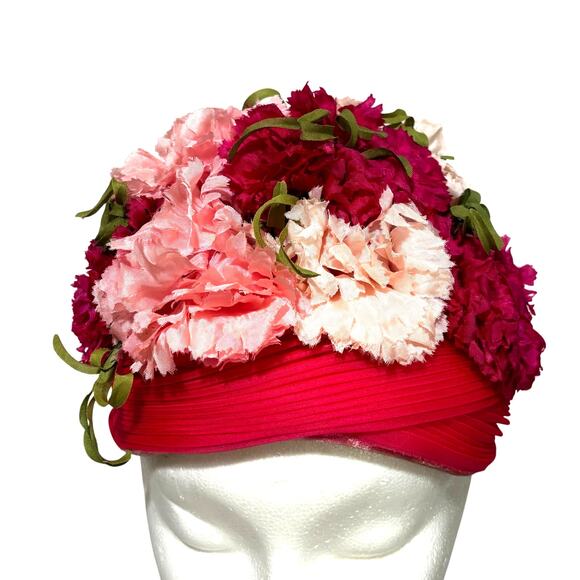 Vintage Best & Co Fifth Ave New York Pink & White silk flowers pillbox Hat main image 7